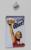 Flaschenöffner für Wand-Montage / Bier-Öffner mit Magnet - Falle / Magnet-Fang + Blechschild "HURRA Bier"